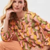 Online J. McLaughlin Edda Blouse In Abstract Chaise Pink/Multi