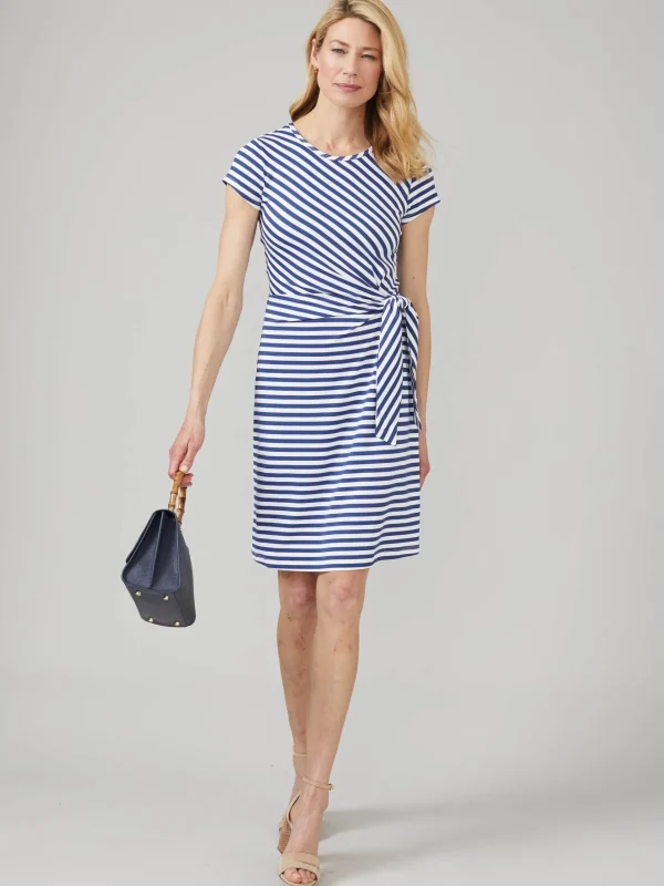 New J. McLaughlin Elora Dress In Bangle Stripe White/Light Navy