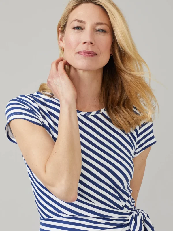 New J. McLaughlin Elora Dress In Bangle Stripe White/Light Navy