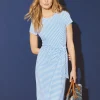 Shop J. McLaughlin Elora Dress In Mini Bangle Stripe White/Blue