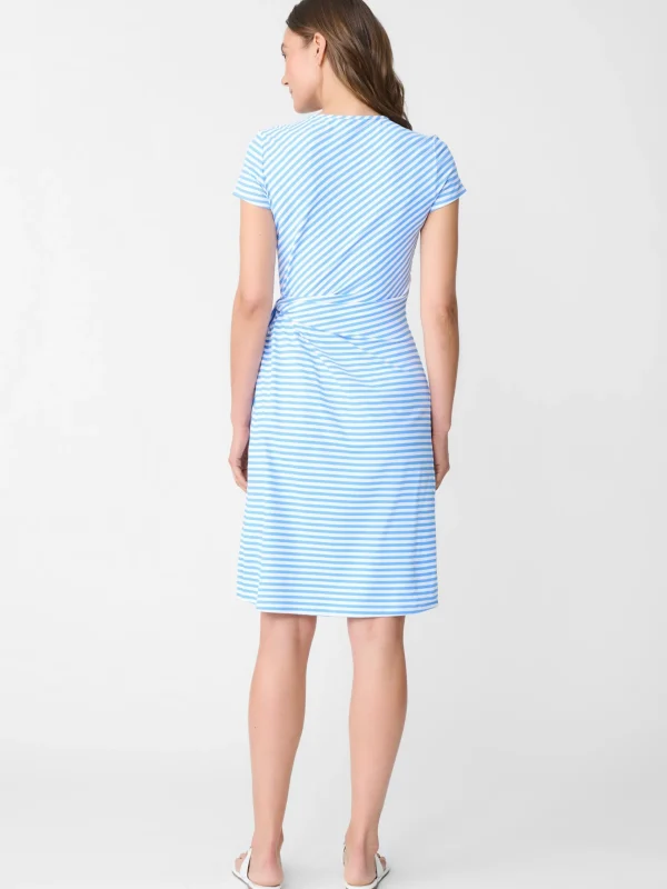 Shop J. McLaughlin Elora Dress In Mini Bangle Stripe White/Blue