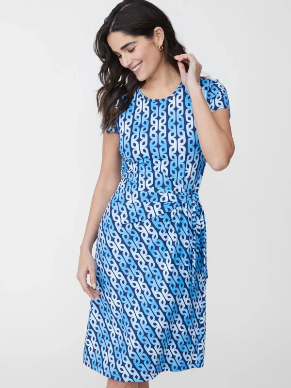 Clearance J. McLaughlin Elora Dress In Mini Block Chain Navy/Medium Blue