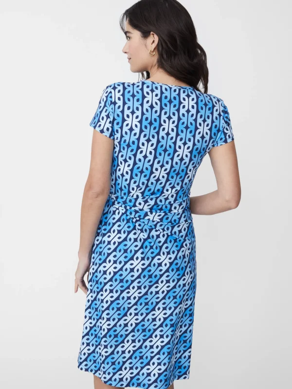 Clearance J. McLaughlin Elora Dress In Mini Block Chain Navy/Medium Blue