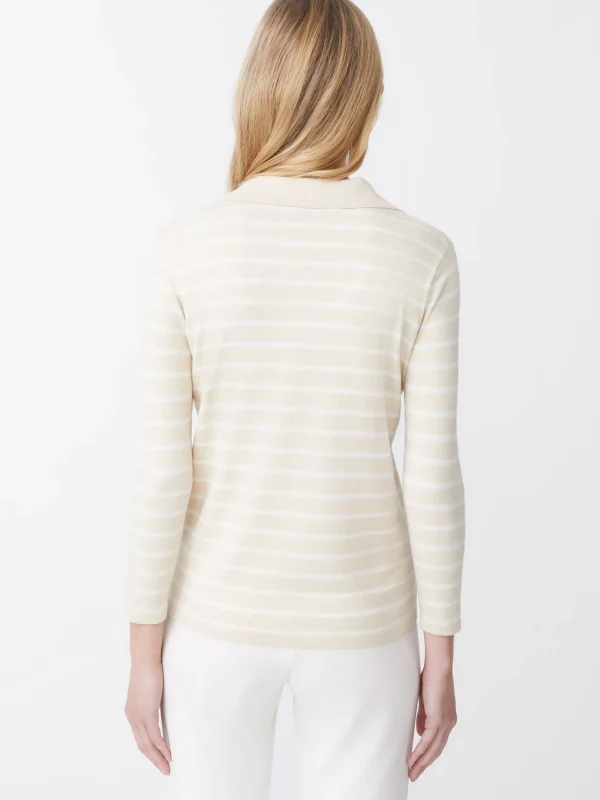 Store J. McLaughlin Fairfax Sweater In Stripe Heather Oatmeal/Egret White