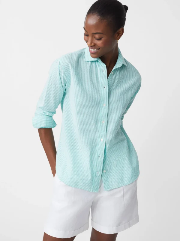 Cheap J. McLaughlin Finn Seersucker Shirt In Stripe White/Green