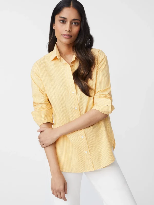 Store J. McLaughlin Finn Shirt In Micro Gingham Golden/White