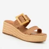 New J. McLaughlin Fleur Bamboo Buckle Wedges Cuoio