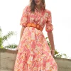 Flash Sale J. McLaughlin Foley Linen Dress In Trinidad Abstract Pink/Orange