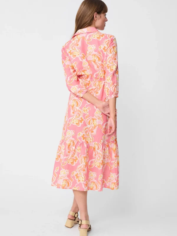 Flash Sale J. McLaughlin Foley Linen Dress In Trinidad Abstract Pink/Orange