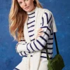 Best Sale J. McLaughlin Garance Turtleneck In Stripe Egret White/Navy