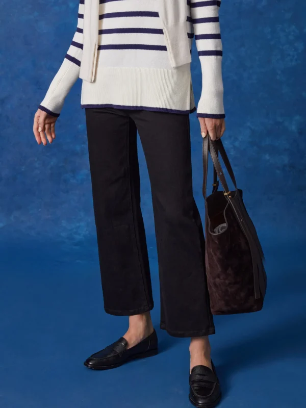 Best Sale J. McLaughlin Garance Turtleneck In Stripe Egret White/Navy