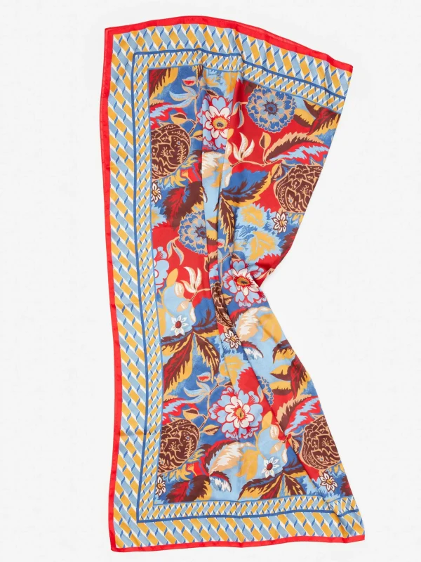 Hot J. McLaughlin Gemma Scarf In Terra Blossom Border Blue/Red/Brown