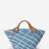 Online J. McLaughlin Georgica Tote In Raffia Jacquard Blue/Off White