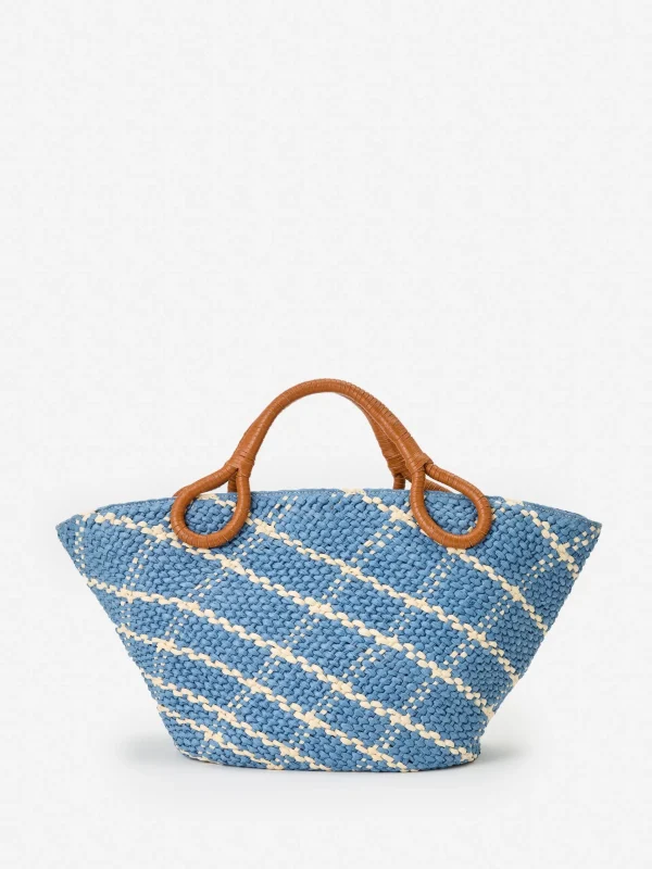 Online J. McLaughlin Georgica Tote In Raffia Jacquard Blue/Off White