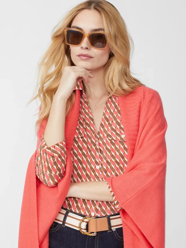 Clearance J. McLaughlin Geraldine Cashmere Wrap Deep Coral