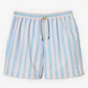 Cheap J. McLaughlin Gibson Swim Trunks In Regency Stripe Light Pink/Light Blue