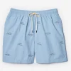 Hot J. McLaughlin Gibson Swim Trunks In School Fish Light Blue