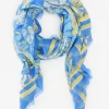 Flash Sale J. McLaughlin Giselle Scarf In Beach Bouquet Border Medium Blue/Blue/Yellow