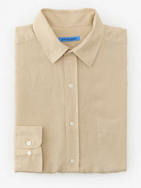 Cheap J. McLaughlin Gramercy Classic Fit Linen Shirt Khaki