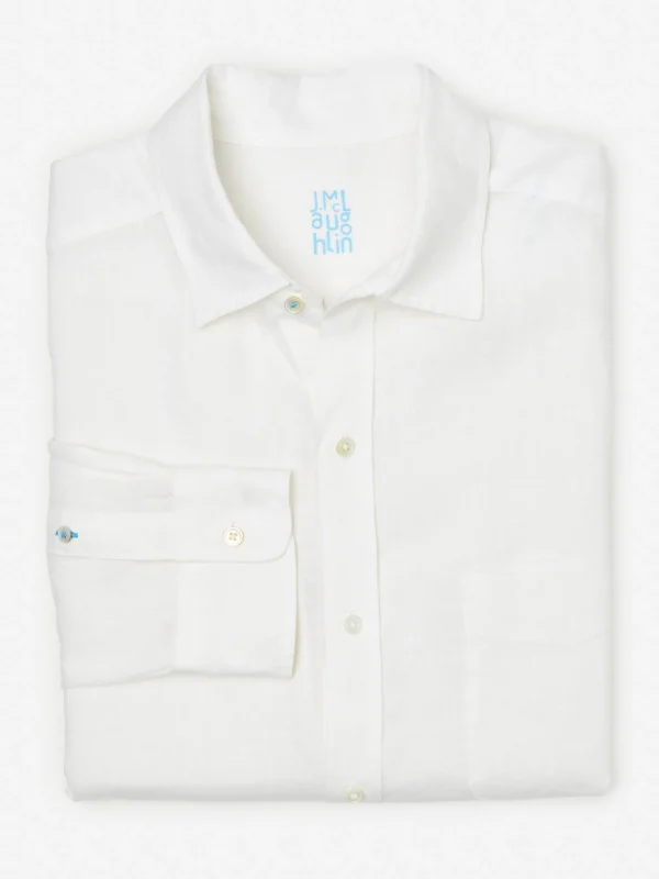 Outlet J. McLaughlin Gramercy Classic Fit Linen Shirt white