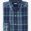 Hot J. McLaughlin Gramercy Classic Fit Linen Shirt In Plaid Navy/Blue/Tan