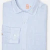 Best J. McLaughlin Gramercy Classic Fit Linen Shirt In Fineline White/Blue