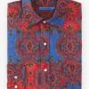 Cheap J. McLaughlin Gramercy Classic Fit Linen Shirt In Barros Beach Blue/Red