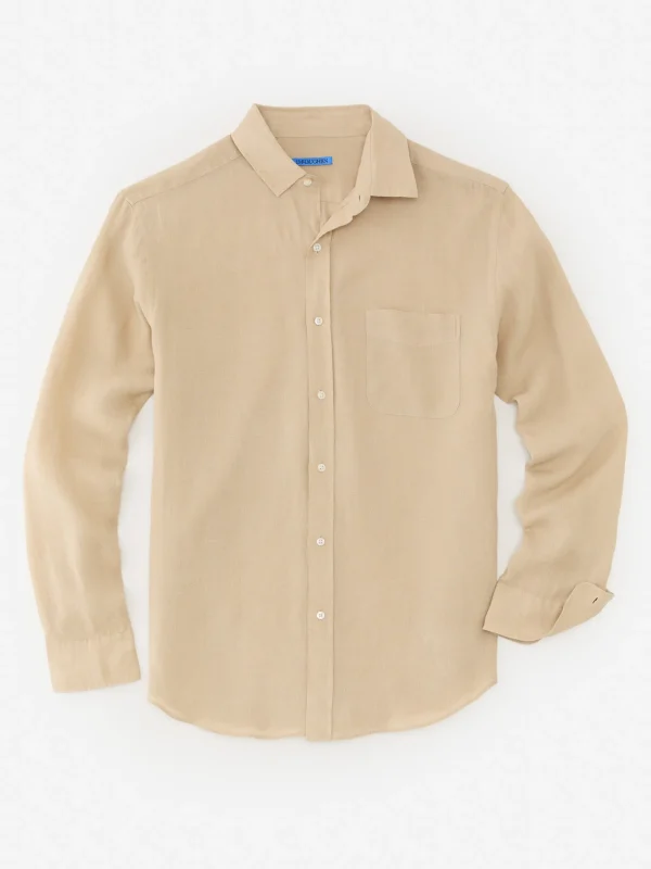 Cheap J. McLaughlin Gramercy Classic Fit Linen Shirt Khaki