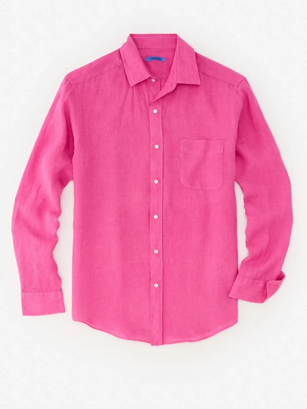 Store J. McLaughlin Gramercy Classic Fit Linen Shirt Pink