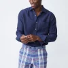 Shop J. McLaughlin Gramercy Classic Fit Linen Shirt Navy