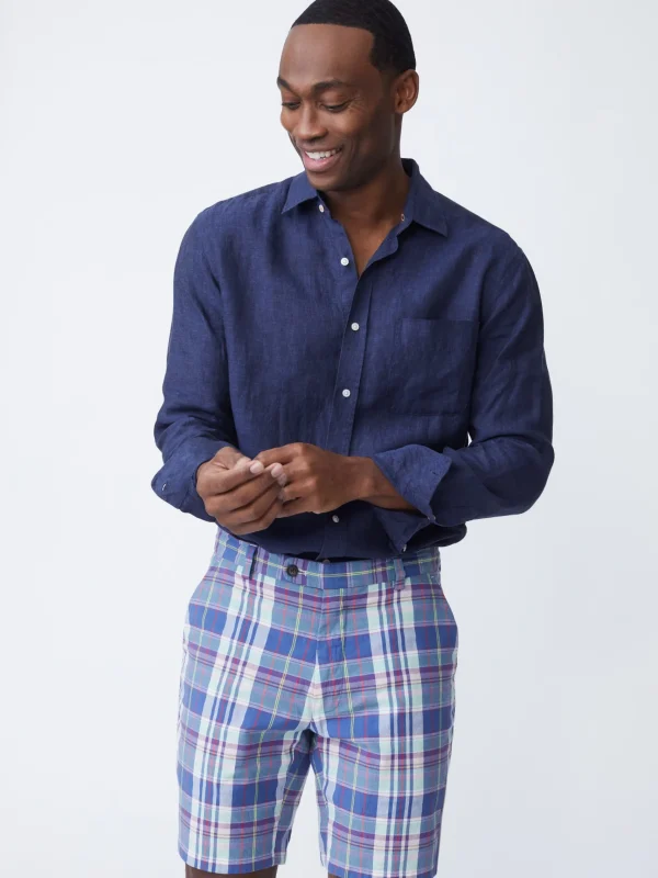 Shop J. McLaughlin Gramercy Classic Fit Linen Shirt Navy