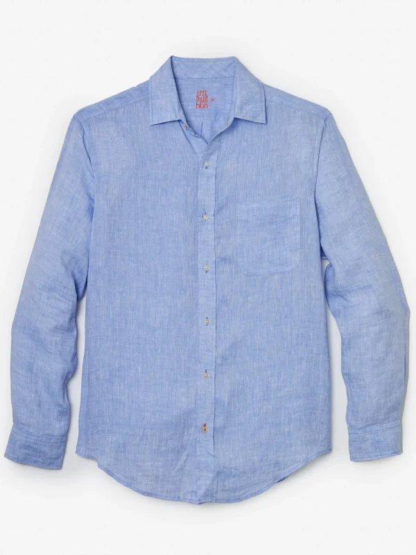 Cheap J. McLaughlin Gramercy Classic Fit Linen Shirt Light Denim Blue