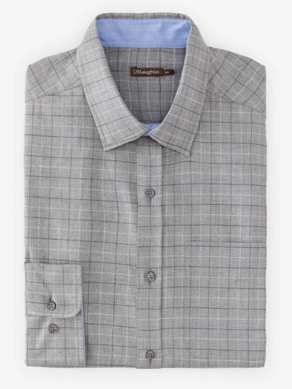 Hot J. McLaughlin Gramercy Modern Fit Shirt In Plaid Heather Charcoal/Light Gray