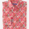 Shop J. McLaughlin Gramercy Modern Fit Silk Blend Shirt In Rare Bird Coral/Light Blue/Gold