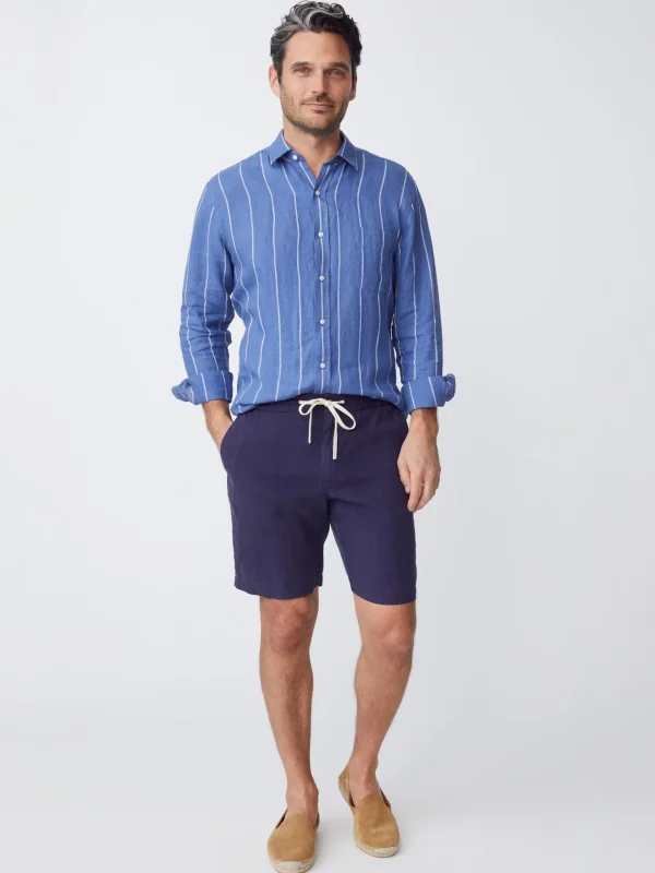 Fashion J. McLaughlin Griffin 7" Linen Shorts Navy