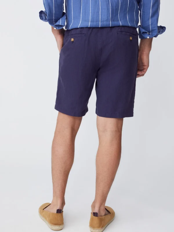 Fashion J. McLaughlin Griffin 7" Linen Shorts Navy