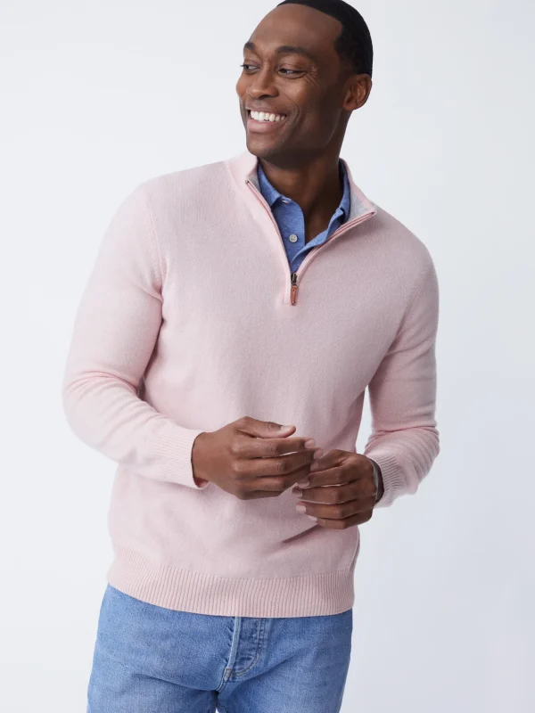 New J. McLaughlin Henry Cashmere 1/4 Zip Heather Pink