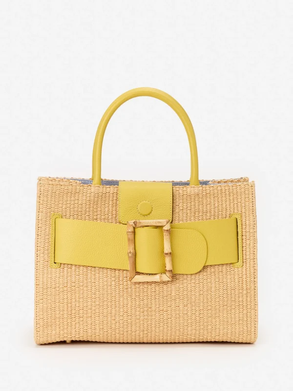 New J. McLaughlin Holland Straw Tote Natural/Yellow