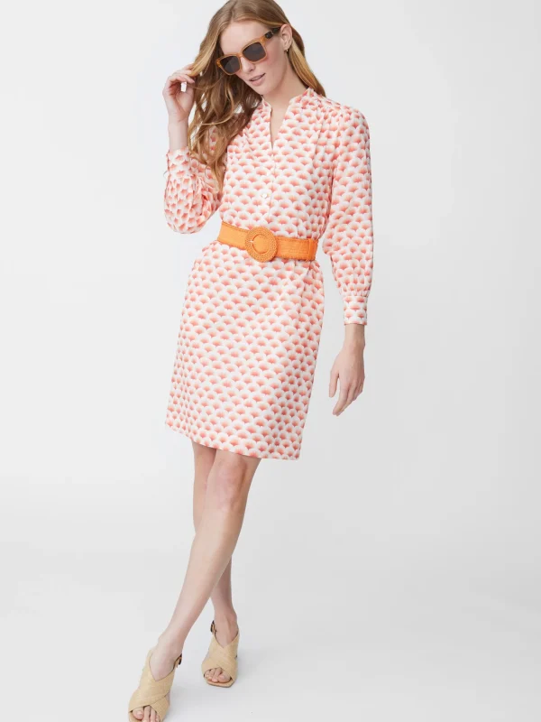 Clearance J. McLaughlin Hollins Dress In Gingko Mosaic White/Orange/Hot Pink