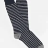 Best J. McLaughlin Horizontal Stripe Socks Navy/Heather Grey