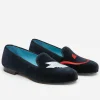 Online J. McLaughlin J.McL X Stubbs Wootton Embroidered Slippers In Naughty Nice Navy