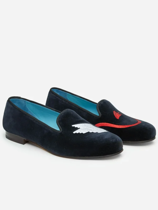 Online J. McLaughlin J.McL X Stubbs Wootton Embroidered Slippers In Naughty Nice Navy