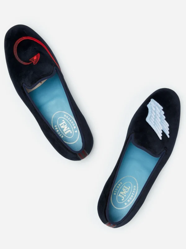 Online J. McLaughlin J.McL X Stubbs Wootton Embroidered Slippers In Naughty Nice Navy