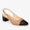 Sale J. McLaughlin Jocelyn Leather Slingback Heels Golden Caramel/Black