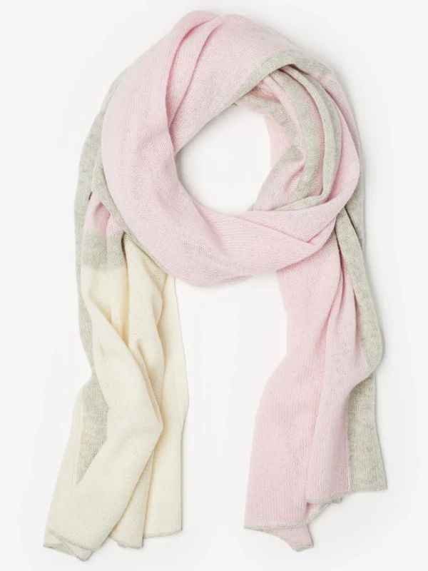 Fashion J. McLaughlin Jolene Cashmere Scarf In Color Block Light Pink/Silver