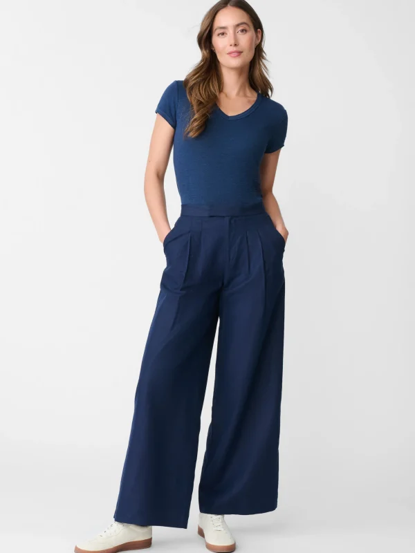 Best J. McLaughlin Kacey Linen Tee Navy