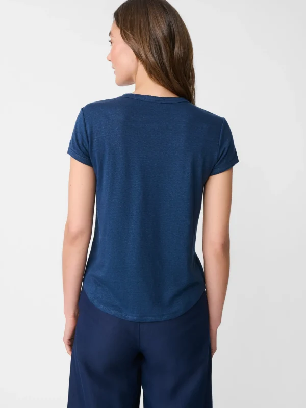 Best J. McLaughlin Kacey Linen Tee Navy