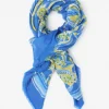 Cheap J. McLaughlin Keller Scarf In Trinidad Abstract Border Blue/Yellow/Green