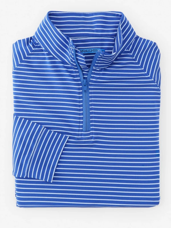 Best J. McLaughlin Kosta Performance 1/2 Zip In Murphy Stripe Blue/Light Blue/White