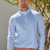 Flash Sale J. McLaughlin Kosta Performance 1/2 Zip In Covington Stripe White/Blue